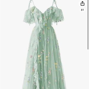 Green Embroidered Bridesmaid/Prom formal dresss